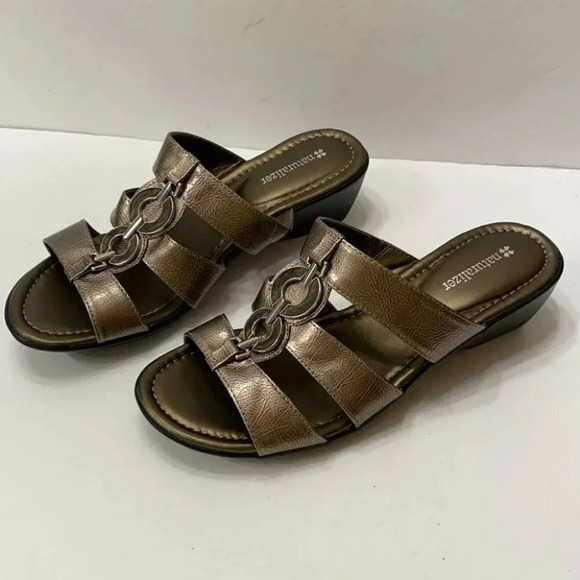 Naturalizer Blume 9W metallic bronze slip on wedges Preppy Nautical‎ Comfort - Picture 1 of 9